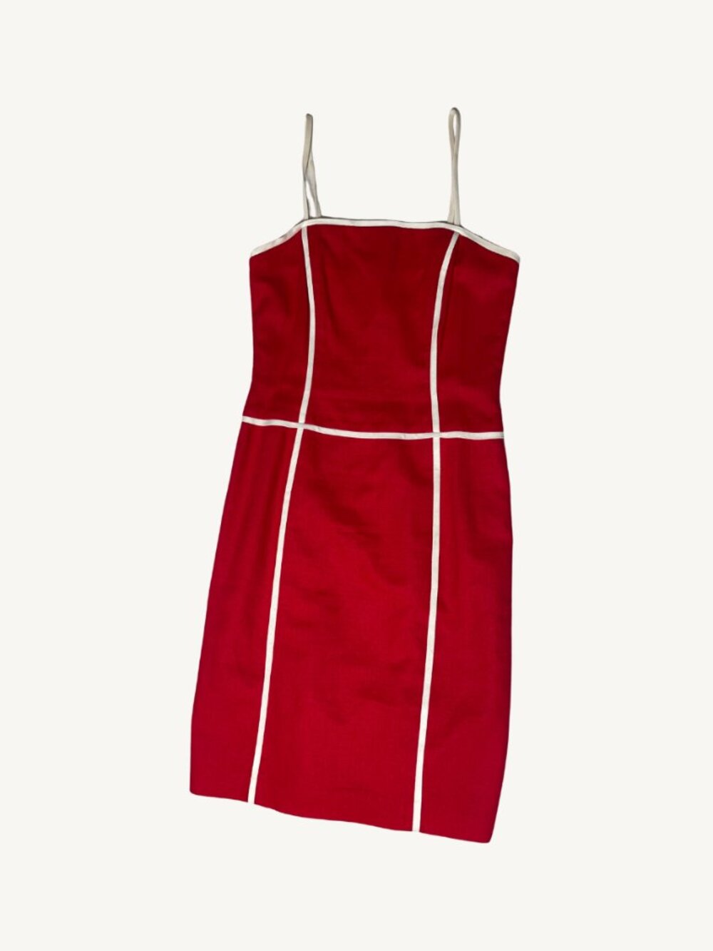 David Meister Vintage Red White Colorblock Midi Dress
